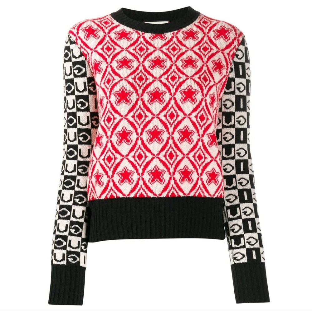 Gucci Red and Black Geometric Sweater